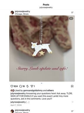 Starry Lamb Necklace in White and Gold by